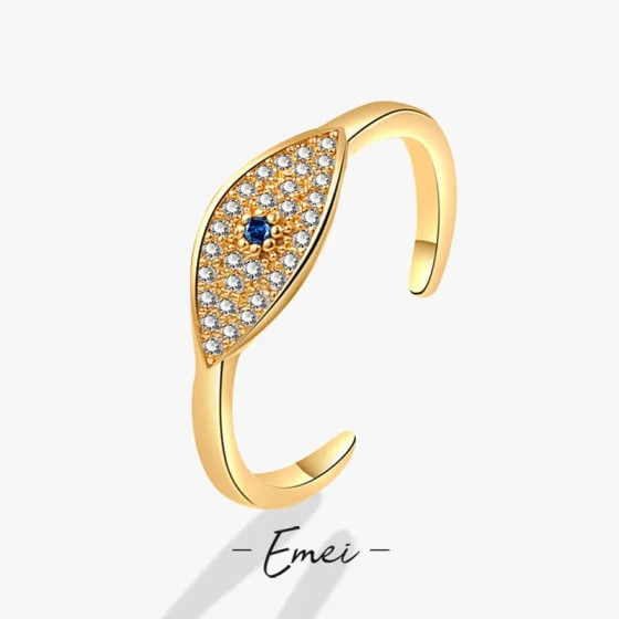 Popular minimalist evil eye ring with diamonds, simple eye-shaped ring, niche design jewelry for women