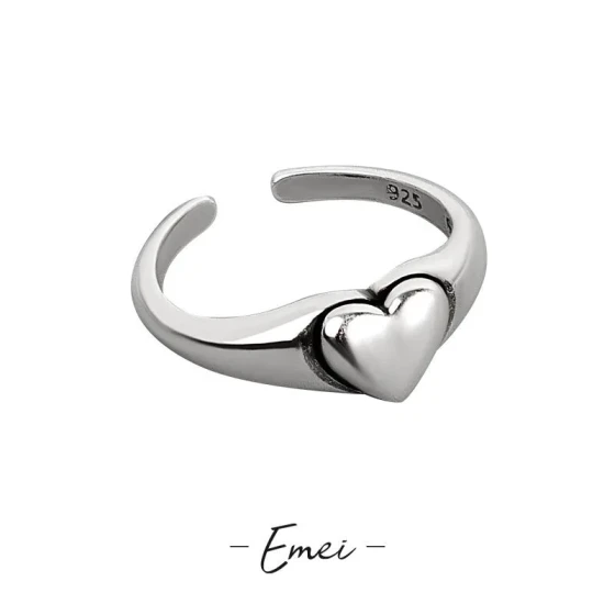 Korean Style ins Unique design, minimalist and versatile heart-shaped open ring for female students