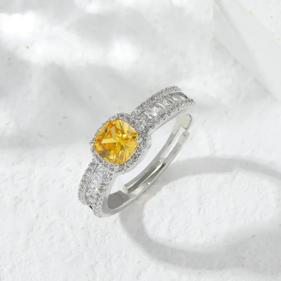 Fashionable and Luxurious Zircon Ring for Women, Simple and Versatile, High-End Adjustable Open Ring