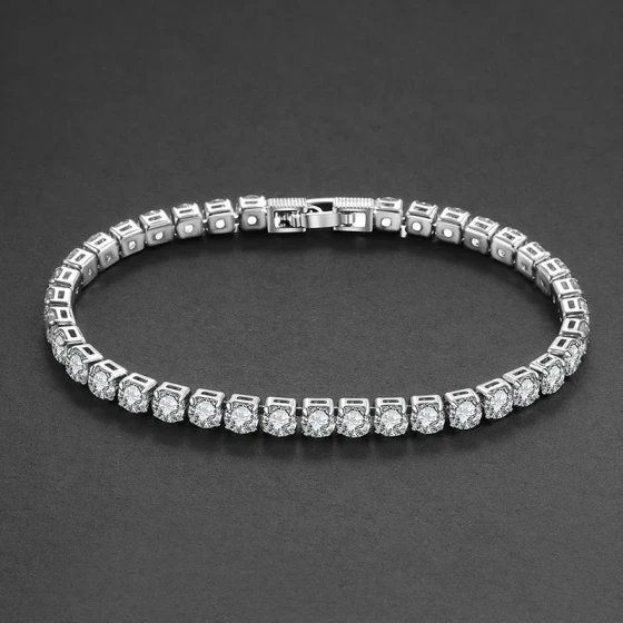 Hip-hop jewelry full of diamonds3A Zircon tennis chain single row bracelet for men, trendy hand accessory