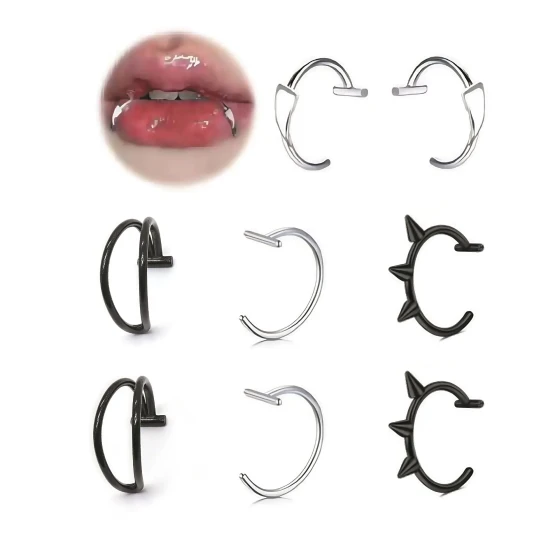Stainless steel no-punch lip clamp Piercing Jewelry Set Hot girl style lip clips that are a hit on the streets