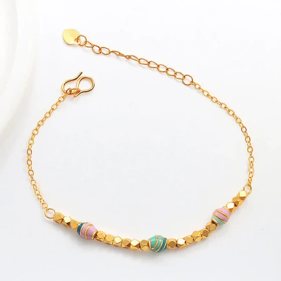 Dopamine Conch Bracelet for Women, Same Style as in Jewelry Stores, Enamel Craftsmanship, Imitation Vietnamese Sand Gold and Silver, Disco Bead Hand Accessory