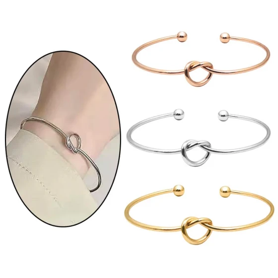 Rose gold open bracelet jewelry, bridal tribal twisted geometric simple heart cross bracelet, unique and trendy