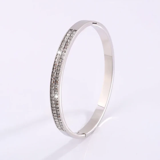 Titanium steel bracelet Double Row Diamond Bracelet silver for Women with a High-End Feel Korean-style simple and luxurious non-fading diamond-embellished bracelet