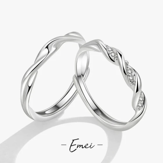 Mobius ring couple's set, a pair of unique design adjustable rings, a birthday gift for boyfriend or girlfriend