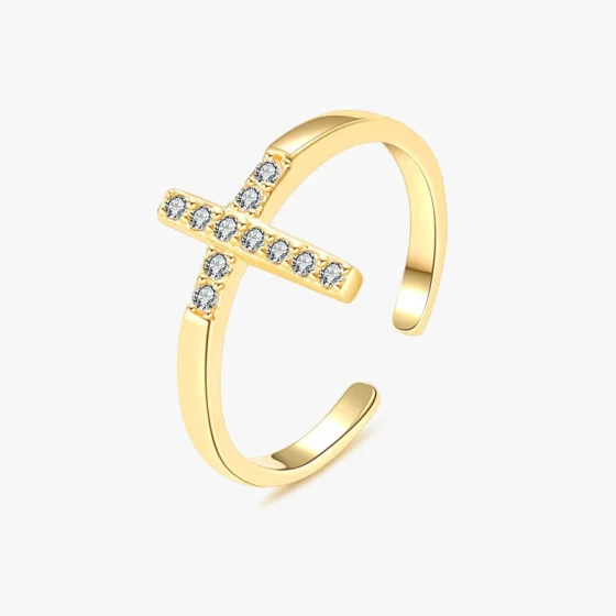 Best-selling cross-shaped full-diamond ring for women, simple, high-end, exquisite, fashionable, zirconia sparkling open ring