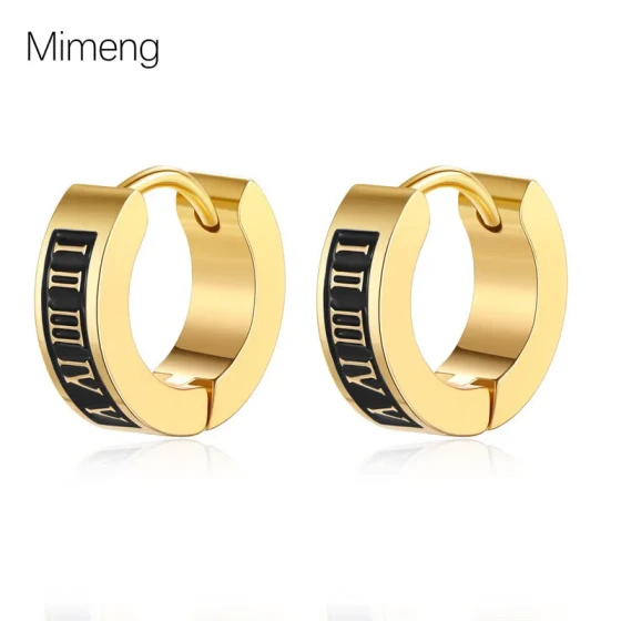 European and American matte finish earrings, sandblasted stainless steel earrings, round and unique design IV Y Letter stainless steel earrings