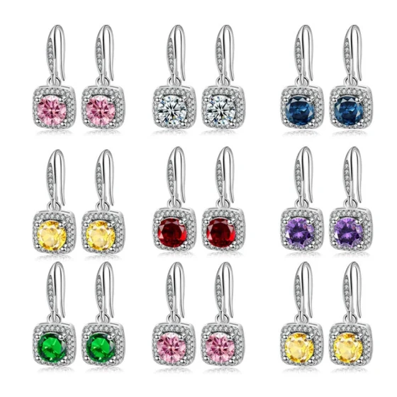 Hot Sale High-end, stylish, versatile square zircon earrings Women's jewelry