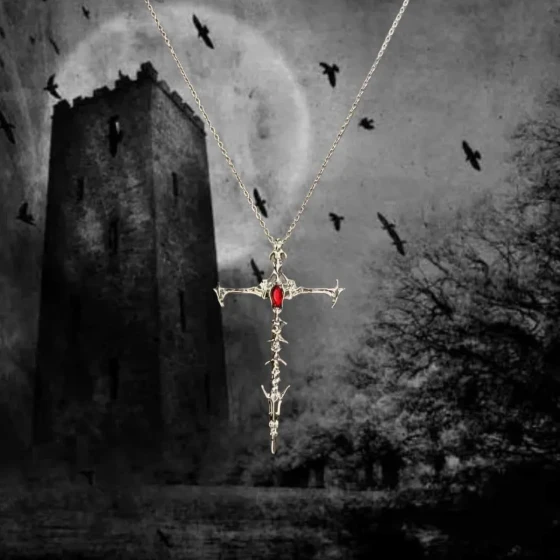 Best-selling European and American vintage stainless steel new cross sword pendant necklace for men and women in gothic dark style