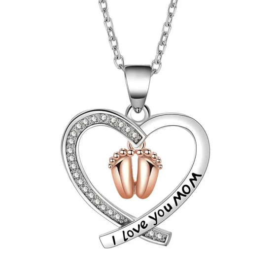 New heart-shaped necklace, fashionable and versatile accessory, baby foot pendant necklace, niche accessory for women