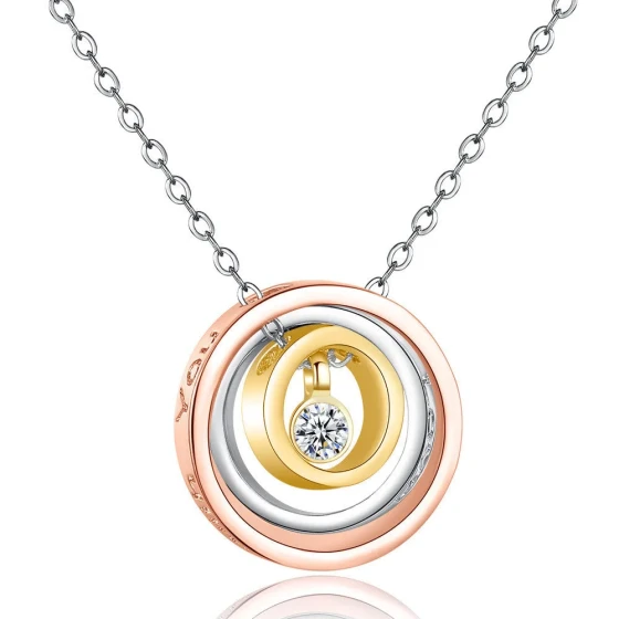 New Engraved Mother's Day Necklace Fashionable Circle Rhinestone Necklace Niche High-End Jewelry