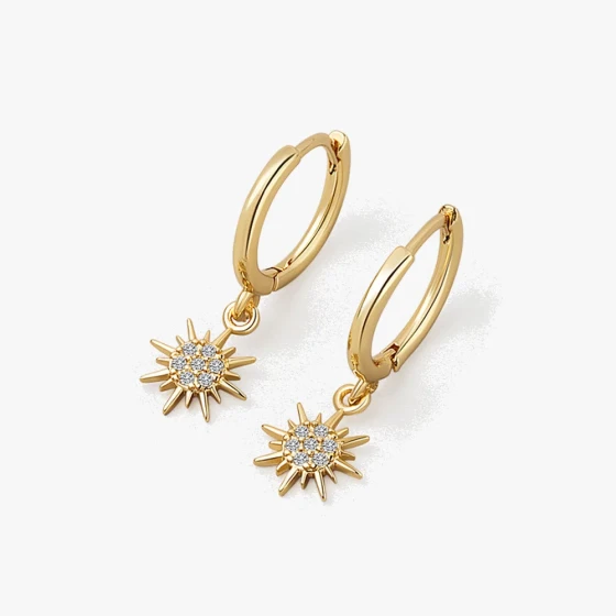 Korean-style eight-pointed star pendant zircon earrings, unique and creative fashion earrings, stylish and trendy new model