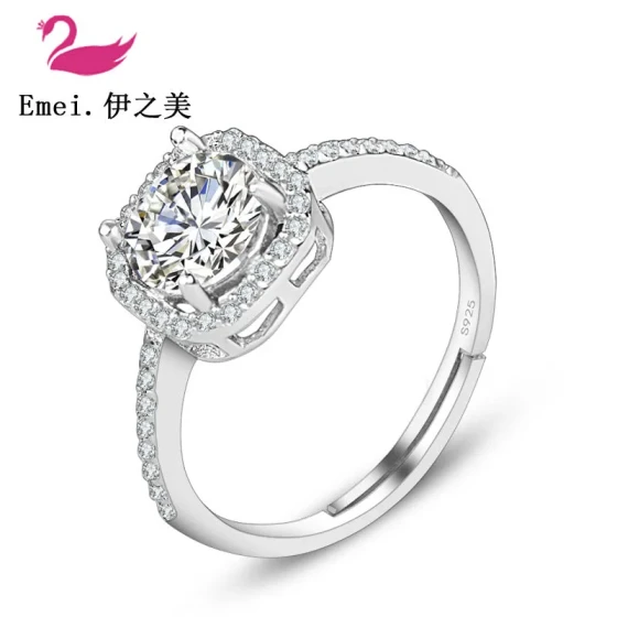 New Korean-style fashion hot-selling silver-plated ring for women, stylish open ring with cubic zirconia, silver jewelry