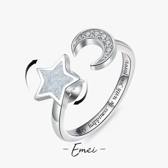 Hot-selling star-moon moonlight fashion rotating ring with diamonds, stress-relief versatile ring