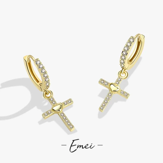Hip-hop earrings Cross-shaped earrings with full zirconia, personalized studs ins Trendy accessories for men and women