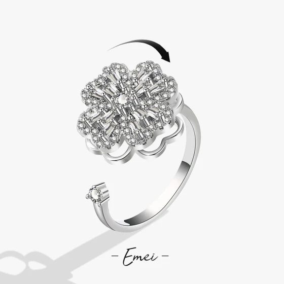 Popular Rotating Four-Leaf Clover Ring for Women, Fashionable Trendy Korean Style Ring, Internet Celebrity Style, Personalized Open Ring