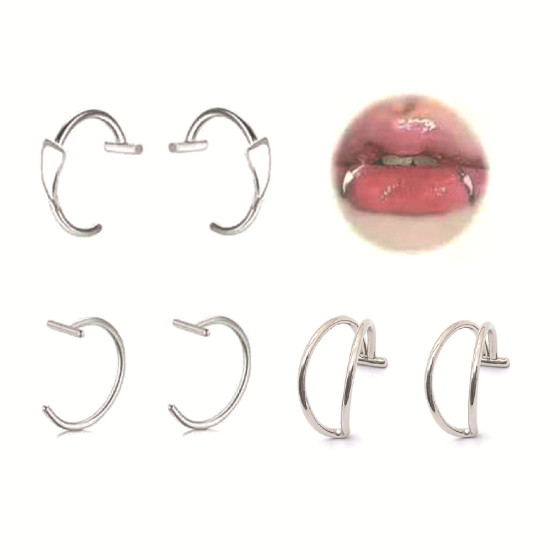 Stainless steel non-porous lip accessory, no-drill lip clip C Lip Ring Piercing Jewelry Set Small Amount