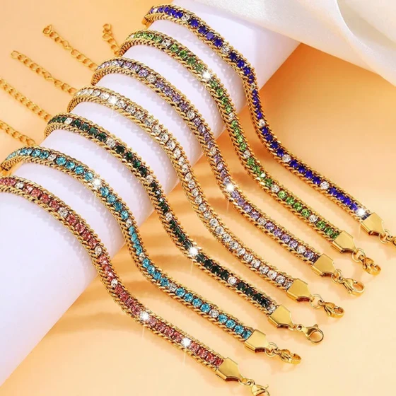 New European and American fashion three-layer bracelet, non-fading, versatile and stylish for women in summer, titanium steel electroplated bracelet