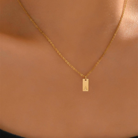 Creative new stainless steel letter block pendant necklace for women, hip-hop personalized titanium steel jewelry