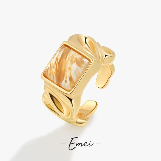 Japanese and Korean version S925Irregularly shaped natural crystal raw stone ring, minimalist silver ring