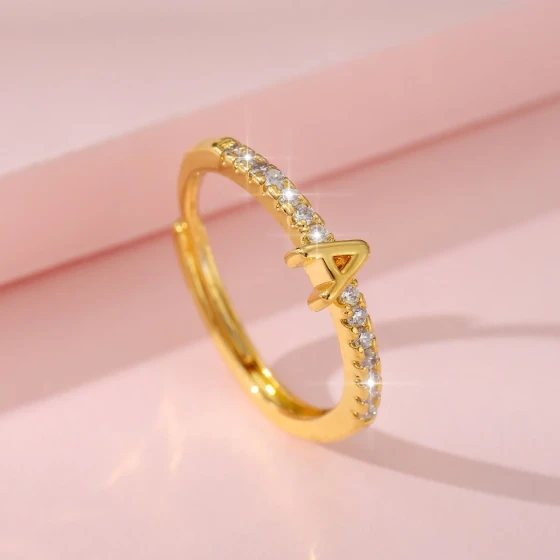 Fashionable and Luxurious26Letter open ring for women, niche high-end style index finger ring