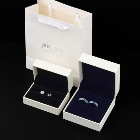 White square jewelry gift box High-end necklace box Packaging box for rings and earrings