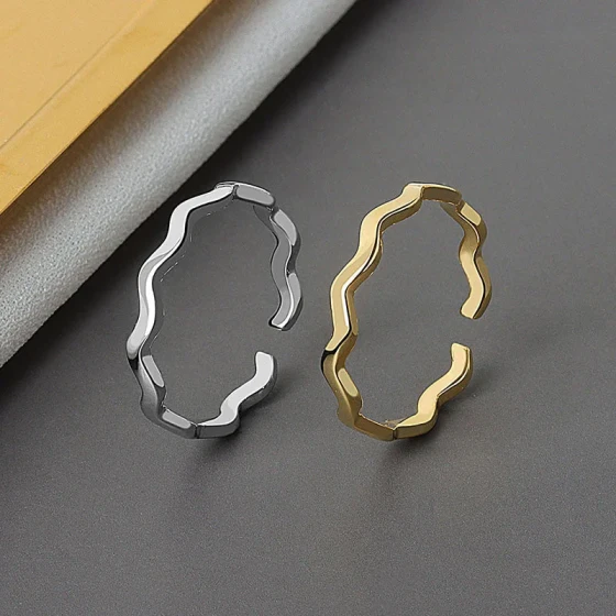 Popular European and American wave ring ins Minimalist and versatile open adjustable twisted joint ring
