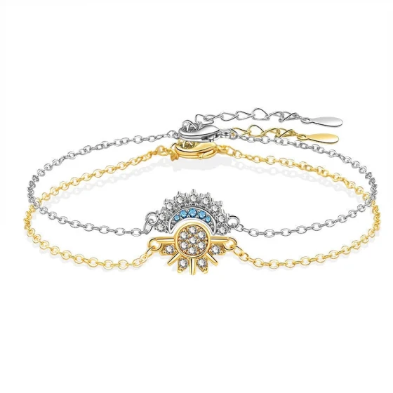 New moon and sun couple bracelets, fashionable and versatile couple necklaces and rings accessories