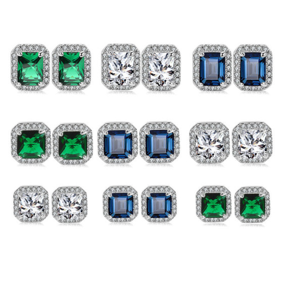 Popular high-end personalized silver-plated small cubic zirconia stud earrings, light luxury style versatile women's earrings