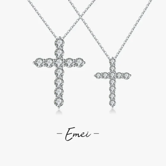 Popular personalized accessories ins Diamond-encrusted cross necklace, simple and luxurious, sparkling zircon pendant