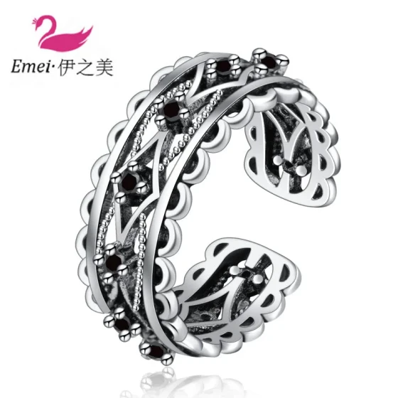 Summer new style Thai silver trendy fashion retro ring, creative and unique geometric hollow-out jewelry for layering