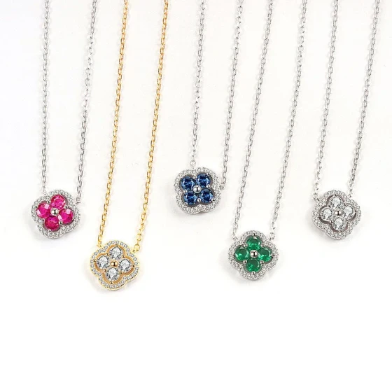 Best-selling lucky four-leaf clover necklace, simple and elegant, full of diamonds, four-leaf clover necklace for women, collarbone chain, fashionable and versatile