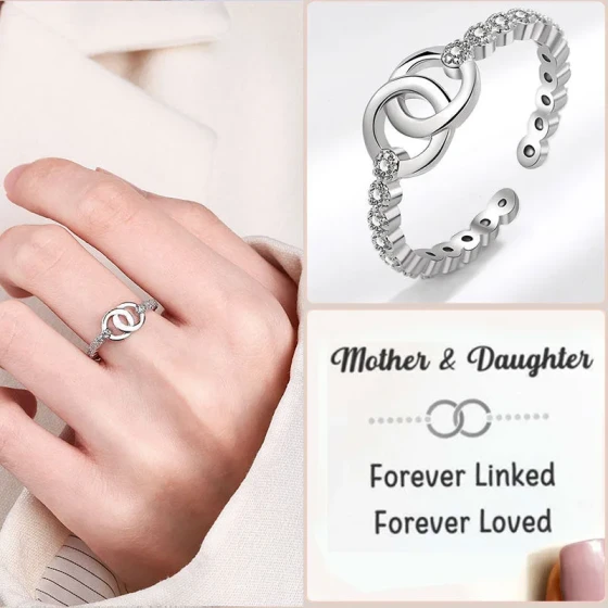 Fashionable women's double-ring jewelry, personalized trendy hollow circular adjustable open ring for the index finger