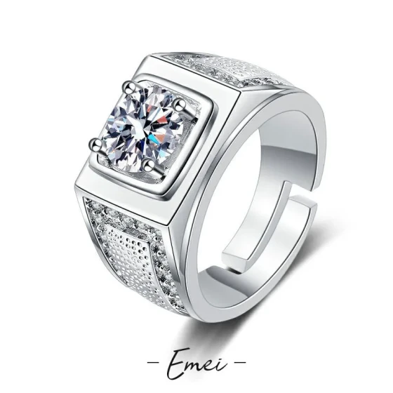Stylish and elegant men's moissanite diamond ring Open-ended men's wide-style statement jewelry