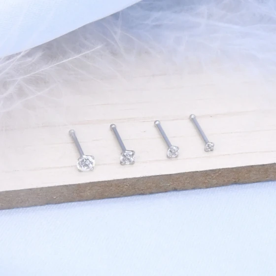 Stainless Steel Fashionable and trendy personalized round four-prong zircon nose stud jewelry