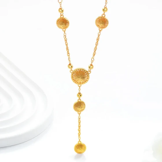New Chinese Style Gold-Colored Filigree Tassel Necklace for Women Hollowed-out hydrangea necklace, flattering collarbone chain, light luxury and versatile