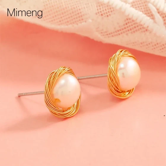 Hot-selling twisted pearl earrings Korean trendy fashion circle high-end earrings