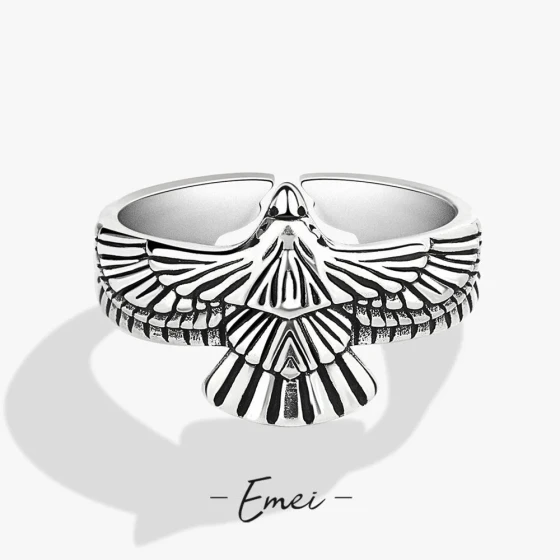 Hip-hop personalized vintage accessories Takahashi Goro's Flying Eagle Ring Adjustable open ring for men and women