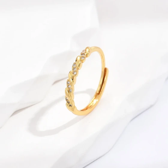 Korean-style new product, unique and versatile wheat ear zircon open ring, light luxury fashion design, high-end ring jewelry