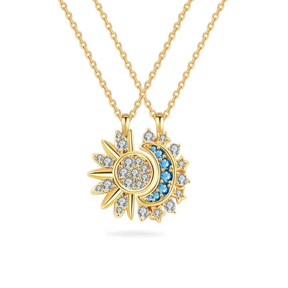 New moon and sun couple necklaces are fashionable and versatile clavicle jewelry