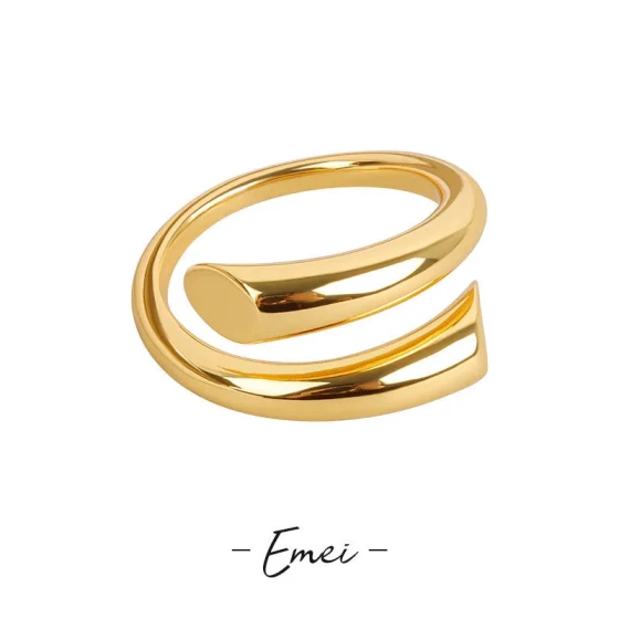 European and American internet celebrity personalized rings ins Stylish cross-edged glossy trumpet ring for women, open-ended