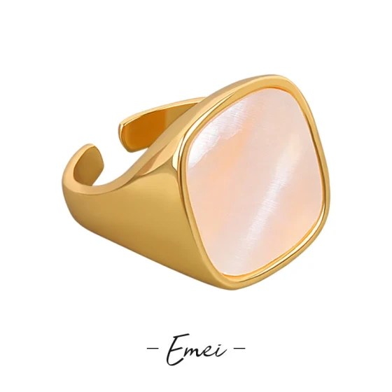 Light Luxury ins Original minimalist white shell mother-of-pearl niche trendy thick ring for women, international style