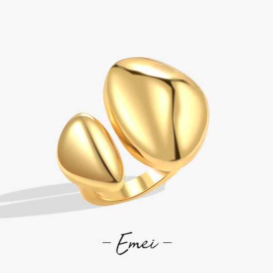 European and American jewelry irregular curved rings for women, smooth plain band hugging open ring set