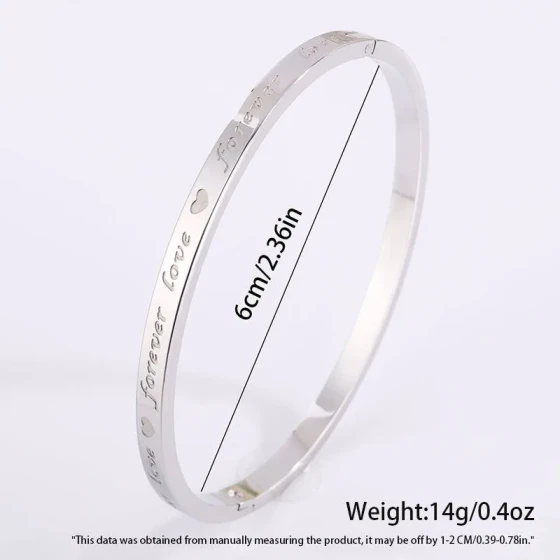 Titanium steel bracelet, stylish, simple, personalized engraving LOVE Women's bracelet with a high-end feel, exquisite and non-fading heart-shaped bracelet