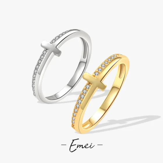 Popular cross ring for women Minimalist niche fashion zirconia ring with diamond accents Factory