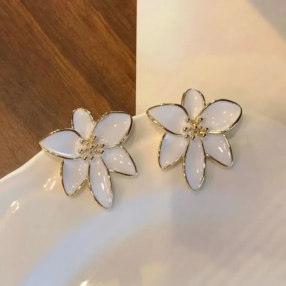 High-end design glazed blue flower earrings2025New trendy internet celebrity style earrings for women