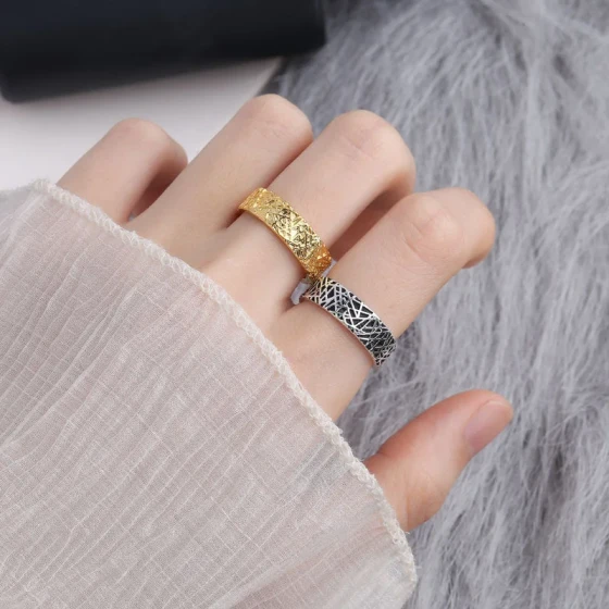 New Japanese and Korean style creative bird's nest woven vintage adjustable open ring, holiday gift for girls