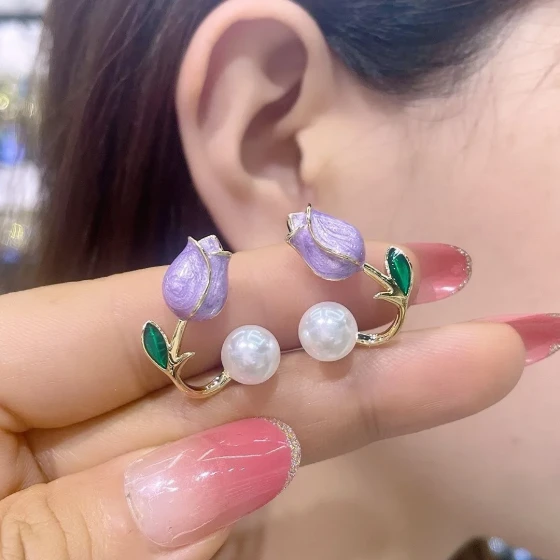 Korean tulip fashion hot-selling new trendy high-end elegant earrings