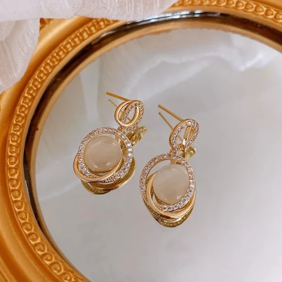 3D Cat Eye Earrings for Women, New Trendy Stud Earrings, Korean Style Elegant Ear Accessories