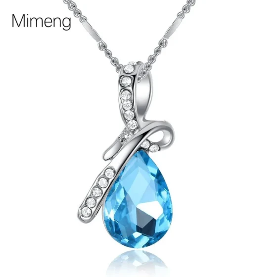 New Colorful Water Drop Gemstone Zircon Pendant Necklace for Women, Unique Design, Elegant Clavicle Chain